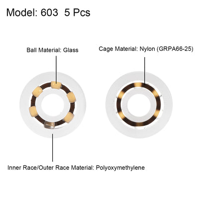Harfington Uxcell 5Stk.603 Kunststofflager 3x9x3mm Glaskugel Nylon Käfig