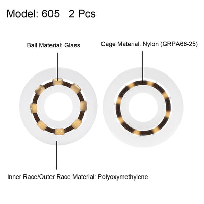 Harfington Uxcell 2Stk.605 Kunststofflager 5x14x5mm Glaskugel Nylon Käfig