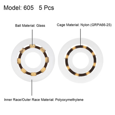 Harfington Uxcell 5Stk.605 Kunststofflager 5x14x5mm Glaskugel Nylon Käfig