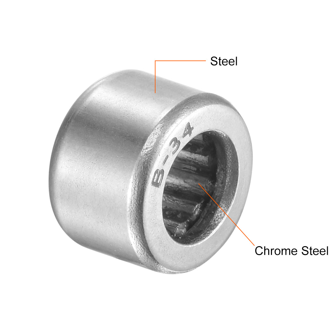 uxcell Uxcell Needle Roller Bearings Open End Full Complement Drawn Cup, Inch