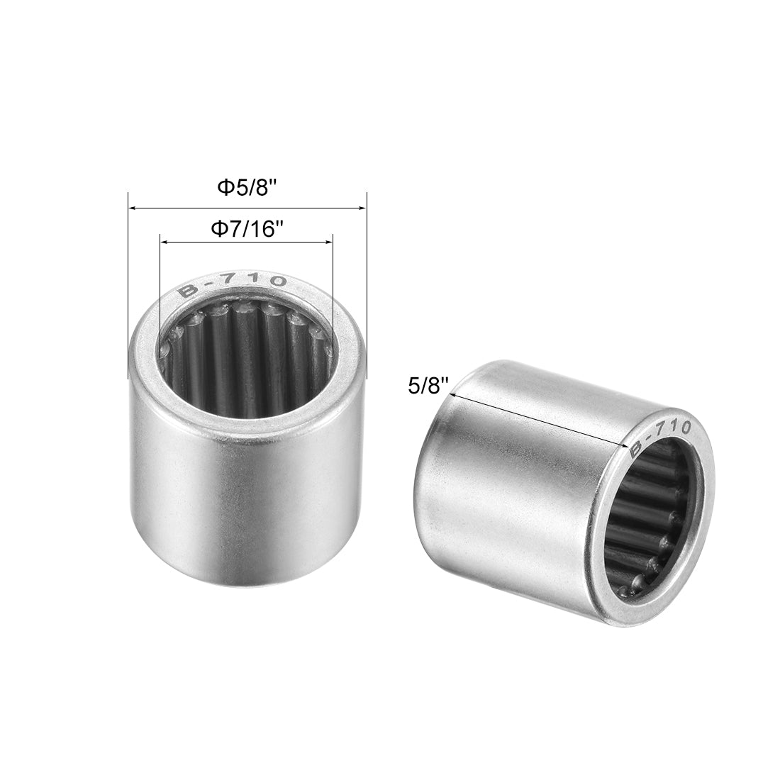 uxcell Uxcell Needle Roller Bearings Open End Full Complement Drawn Cup, Inch