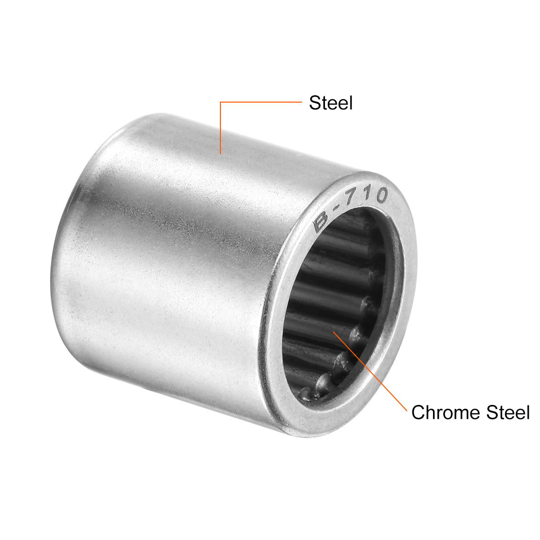 uxcell Uxcell Needle Roller Bearings Open End Full Complement Drawn Cup, Inch