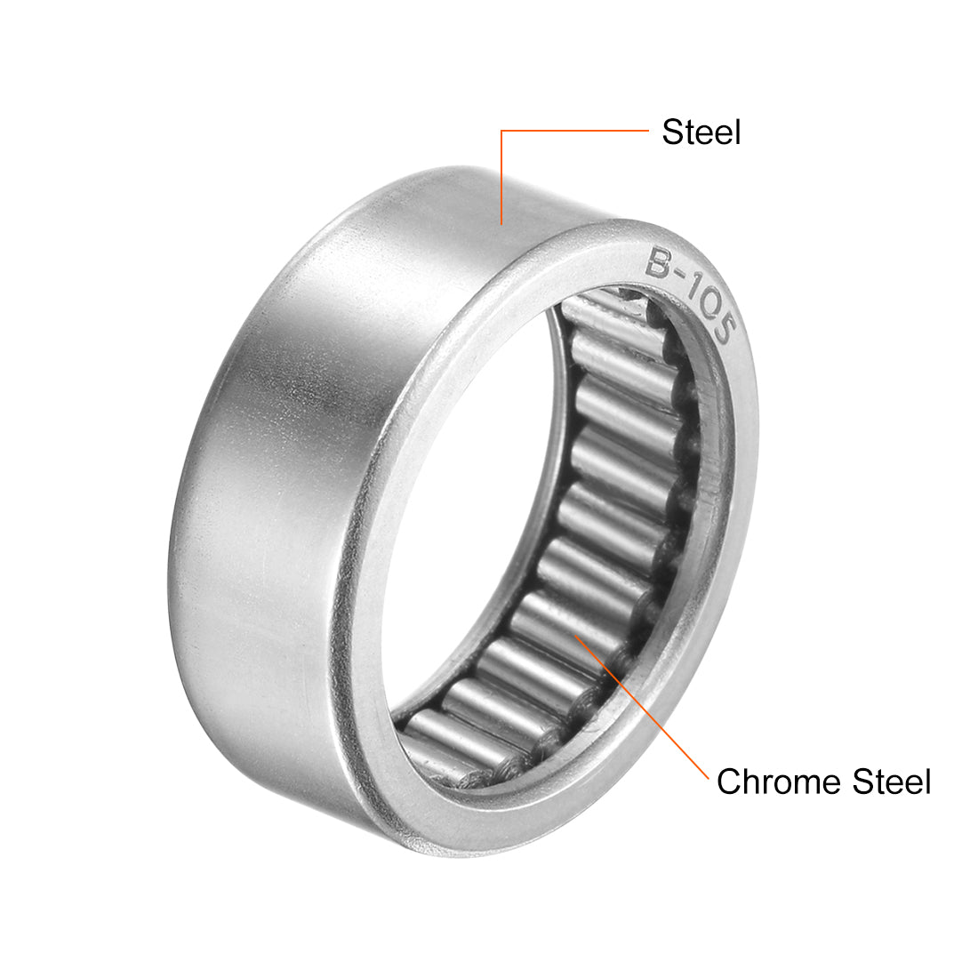 uxcell Uxcell Needle Roller Bearings Open End Full Complement Drawn Cup, Inch