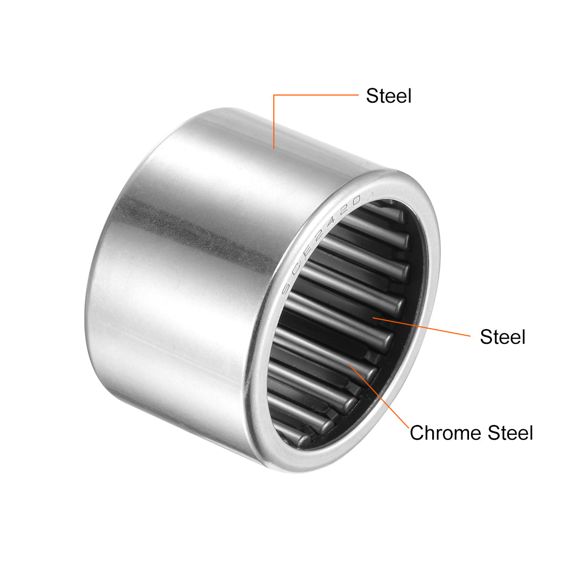 uxcell Uxcell Needle Roller Bearings, Open End, Stamping Steel Drawn Cup, Inch