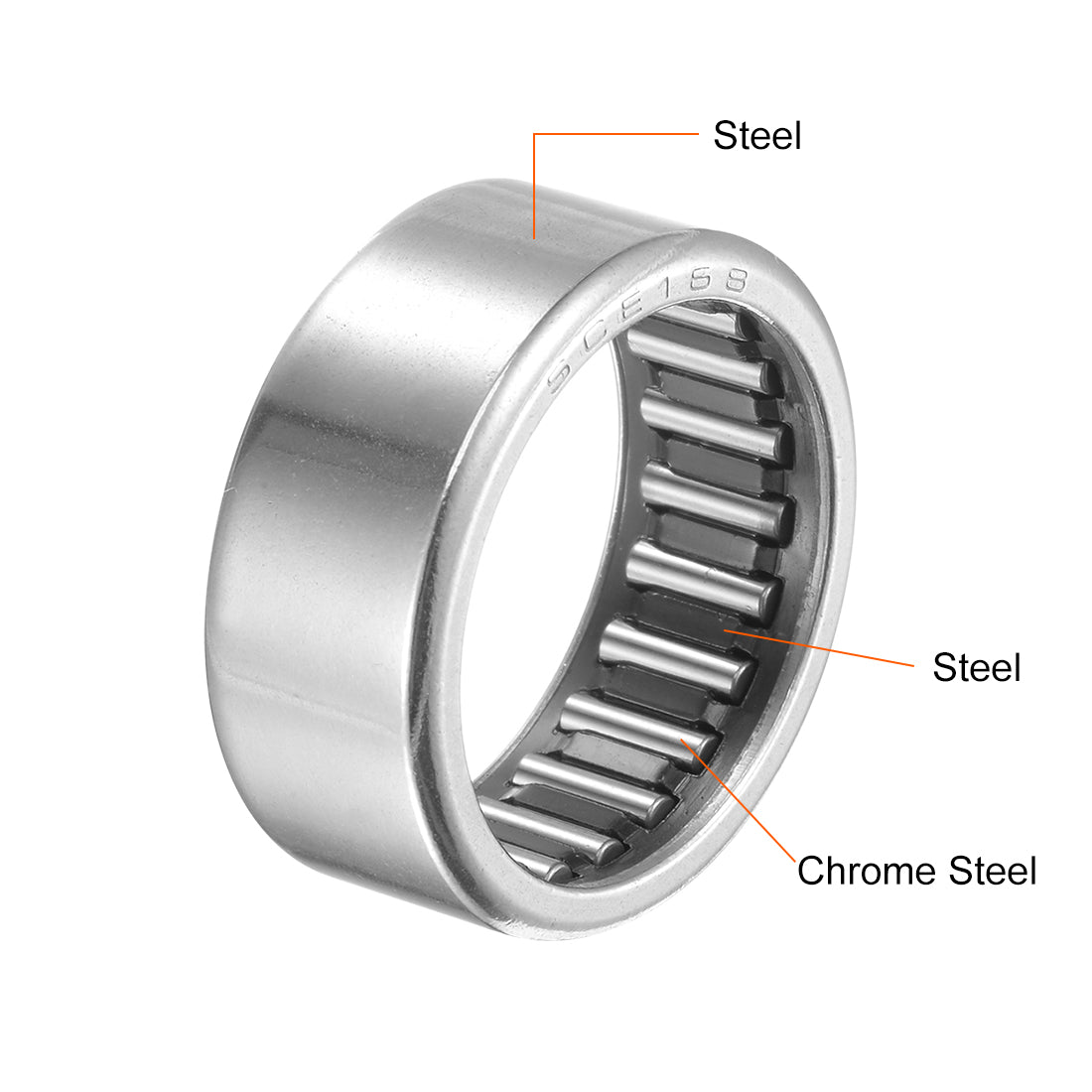 uxcell Uxcell Needle Roller Bearings, Open End, Stamping Steel Drawn Cup, Inch