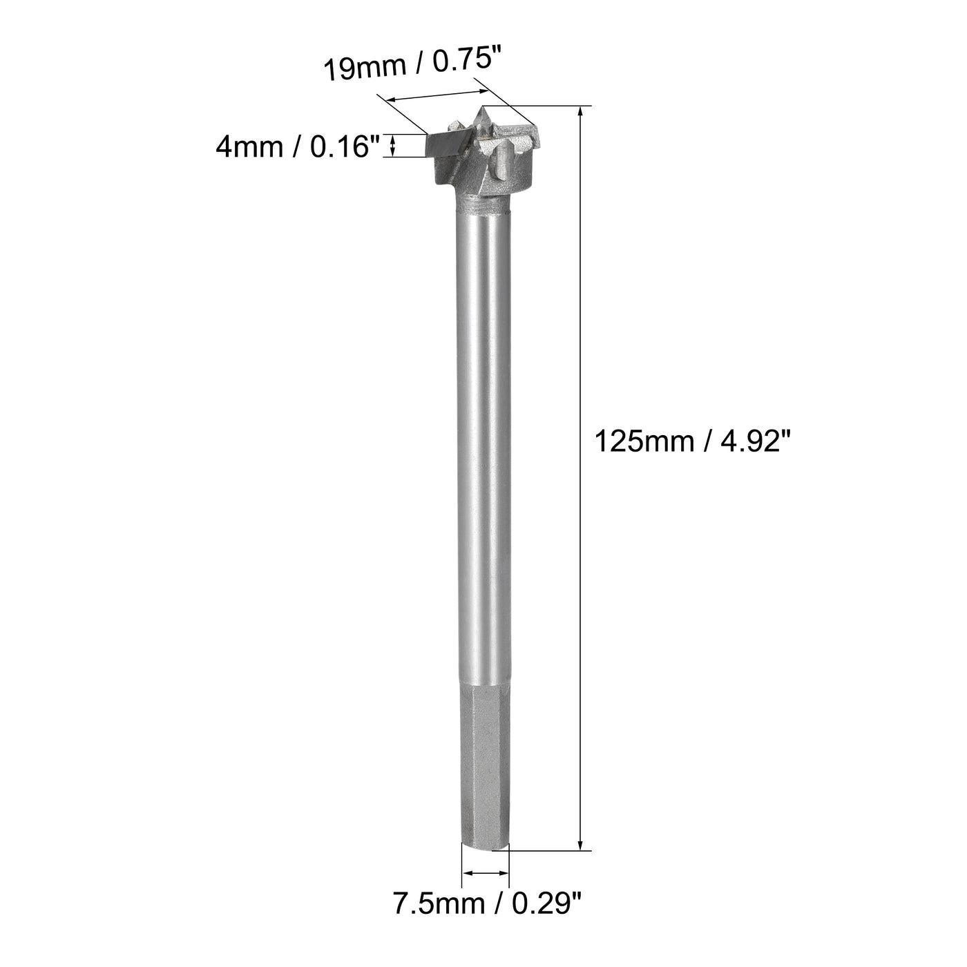 uxcell Uxcell Forstner Wood Boring Drill Bit 19mm Dia. Hole Saw Carbide Alloy Steel Tip Hex Shank Cutting Tool for Plywood Wood