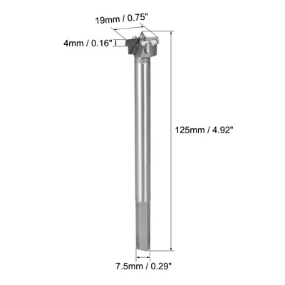 Harfington Uxcell Forstner Wood Boring Drill Bit 19mm Dia. Hole Saw Carbide Alloy Steel Tip Hex Shank Cutting Tool for Plywood Wood