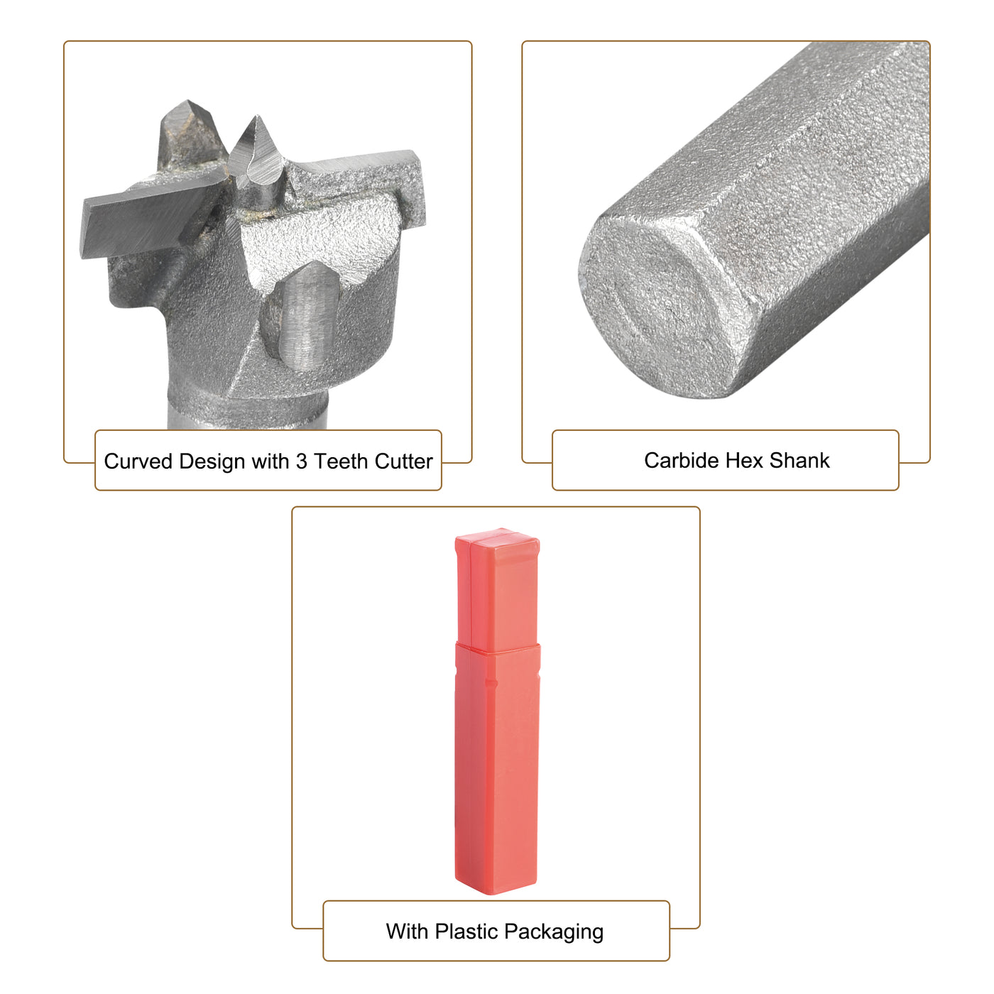 uxcell Uxcell Forstner Wood Boring Drill Bit 19mm Dia. Hole Saw Carbide Alloy Steel Tip Hex Shank Cutting Tool for Plywood Wood