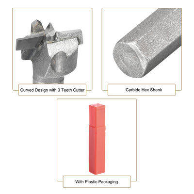 Harfington Uxcell Forstner Wood Boring Drill Bit 19mm Dia. Hole Saw Carbide Alloy Steel Tip Hex Shank Cutting Tool for Plywood Wood