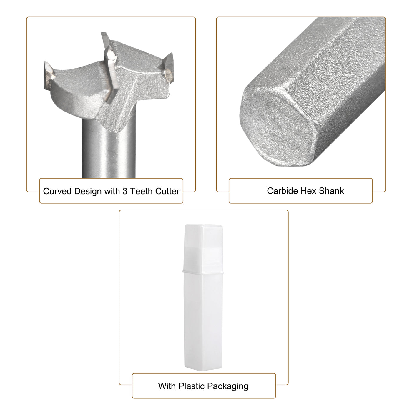 uxcell Uxcell Forstner Wood Boring Drill Bit 28mm Dia. Hole Saw Carbide Alloy Steel Tip Hex Shank Cutting Tool for Plywood Wood