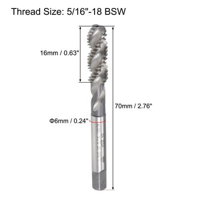 Harfington Uxcell 5/16"-18 BSW Spiral Flute Tap Machine Thread Tap HSS-Cobalt Uncoated