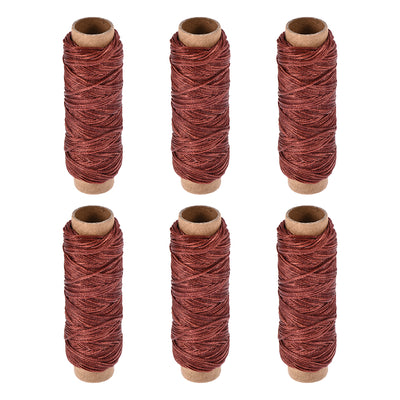 Harfington Uxcell 6pcs Leather Sewing Thread 33 Yards 150D/1mm Waxed Flat Cord (Pale Pink)