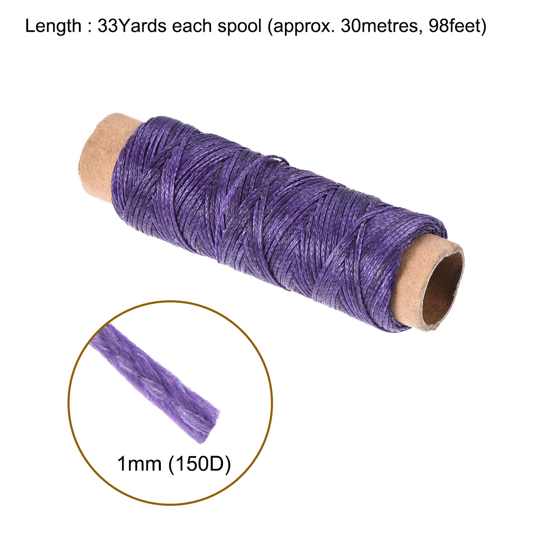 Uxcell Uxcell 2pcs Leather Sewing Thread 33 Yards 150D/1mm Waxed Flat Cord (Violet)