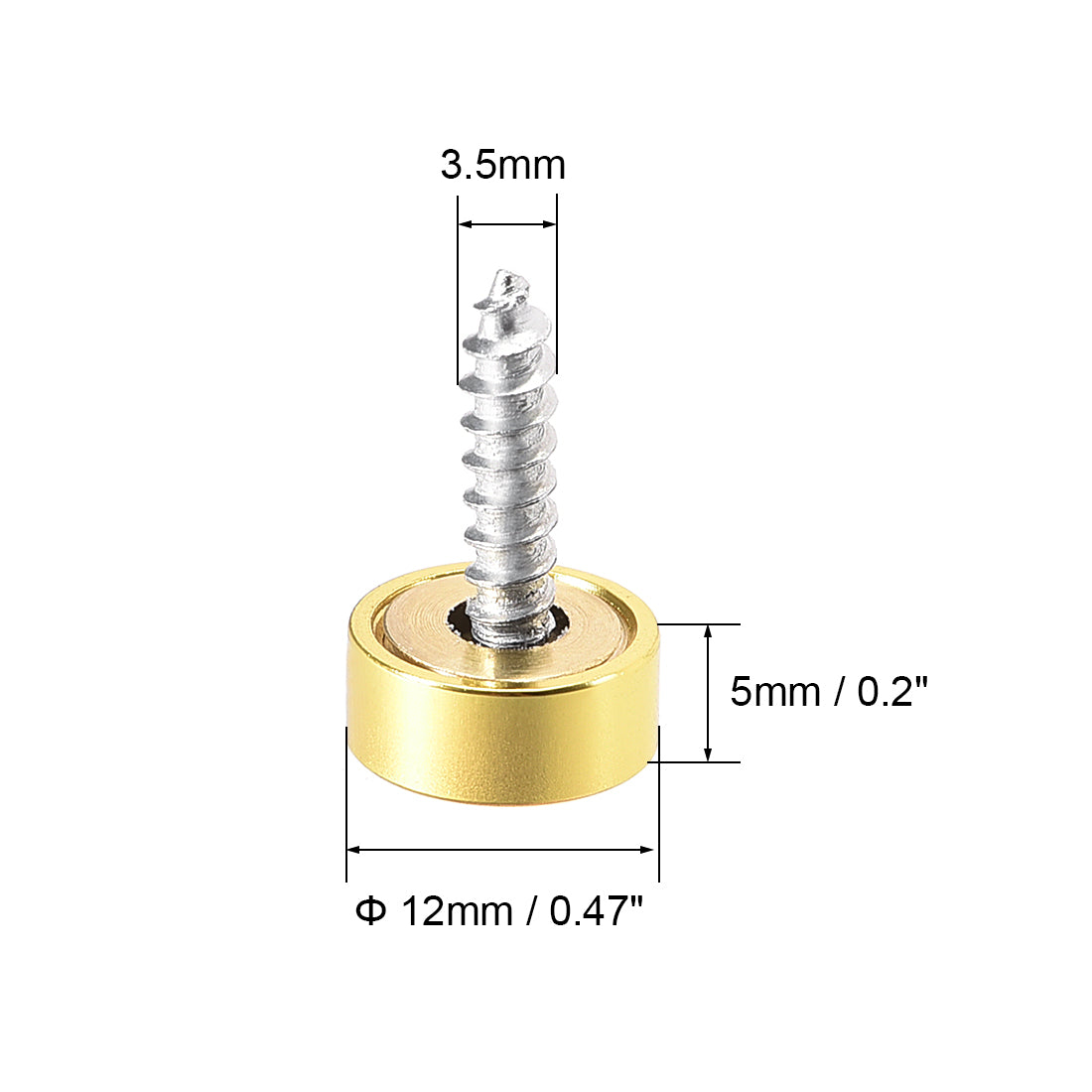 uxcell Uxcell 12Stk.Spiegelschrauben Kappenverschlüsse 12mm/0.47" Hellsilber Messing