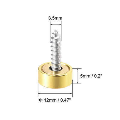 Harfington Uxcell 12Stk.Spiegelschrauben Kappenverschlüsse 12mm/0.47" Hellsilber Messing