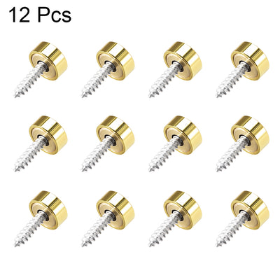 Harfington Uxcell 12Stk.Spiegelschrauben Kappenverschlüsse 12mm/0.47" Hellsilber Messing