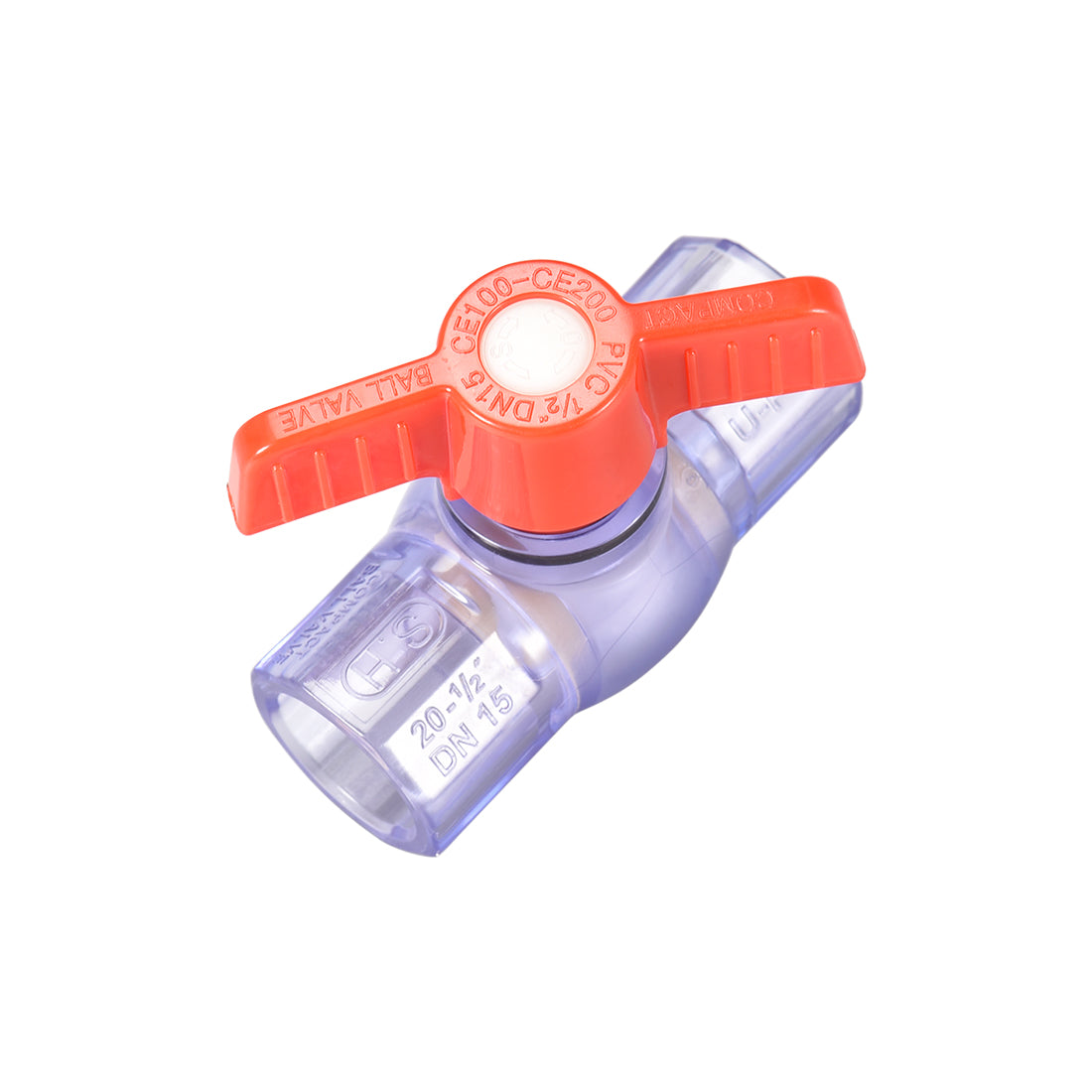 uxcell Uxcell Ball Valve, 20mm Inner Diameter DN15, Socket Type, for Control Water Flow, PVC Clear Blue 2Pcs