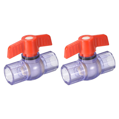 Harfington Uxcell Ball Valve, 20mm Inner Diameter DN15, Socket Type, for Control Water Flow, PVC Clear Blue 2Pcs