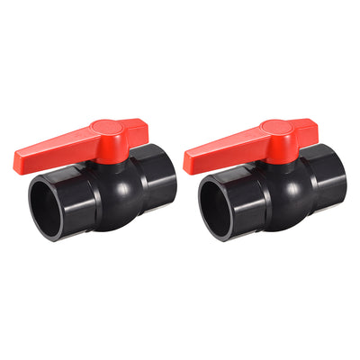 Harfington Uxcell Ball Valve, 50mm Inner Diameter DN40, Socket Type, for Control Water Flow, PVC Deep Grey 2Pcs