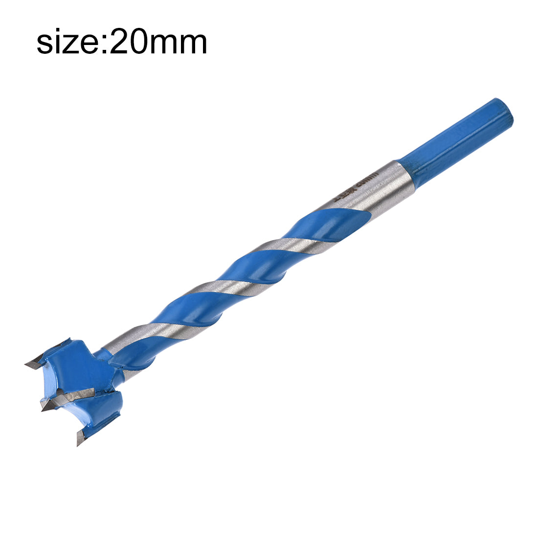 uxcell Uxcell Forstner Wood Boring Drill Bit 20mm Dia. Hole Saw Carbide Alloy Steel Tip Hex Shank Cutting for Hinge Plywood Wood Tool Blue