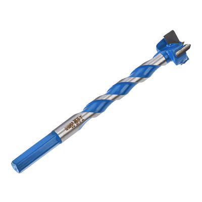 Harfington Uxcell Forstner Wood Boring Drill Bit 20mm Dia. Hole Saw Carbide Alloy Steel Tip Hex Shank Cutting for Hinge Plywood Wood Tool Blue