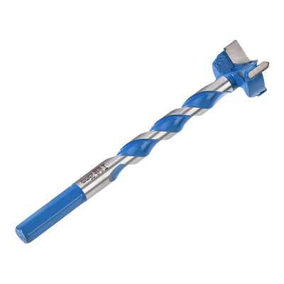 Harfington Uxcell Forstner Wood Boring Drill Bit 25mm Dia. Hole Saw Carbide Alloy Steel Tip Hex Shank Cutting for Hinge Plywood Wood Tool Blue