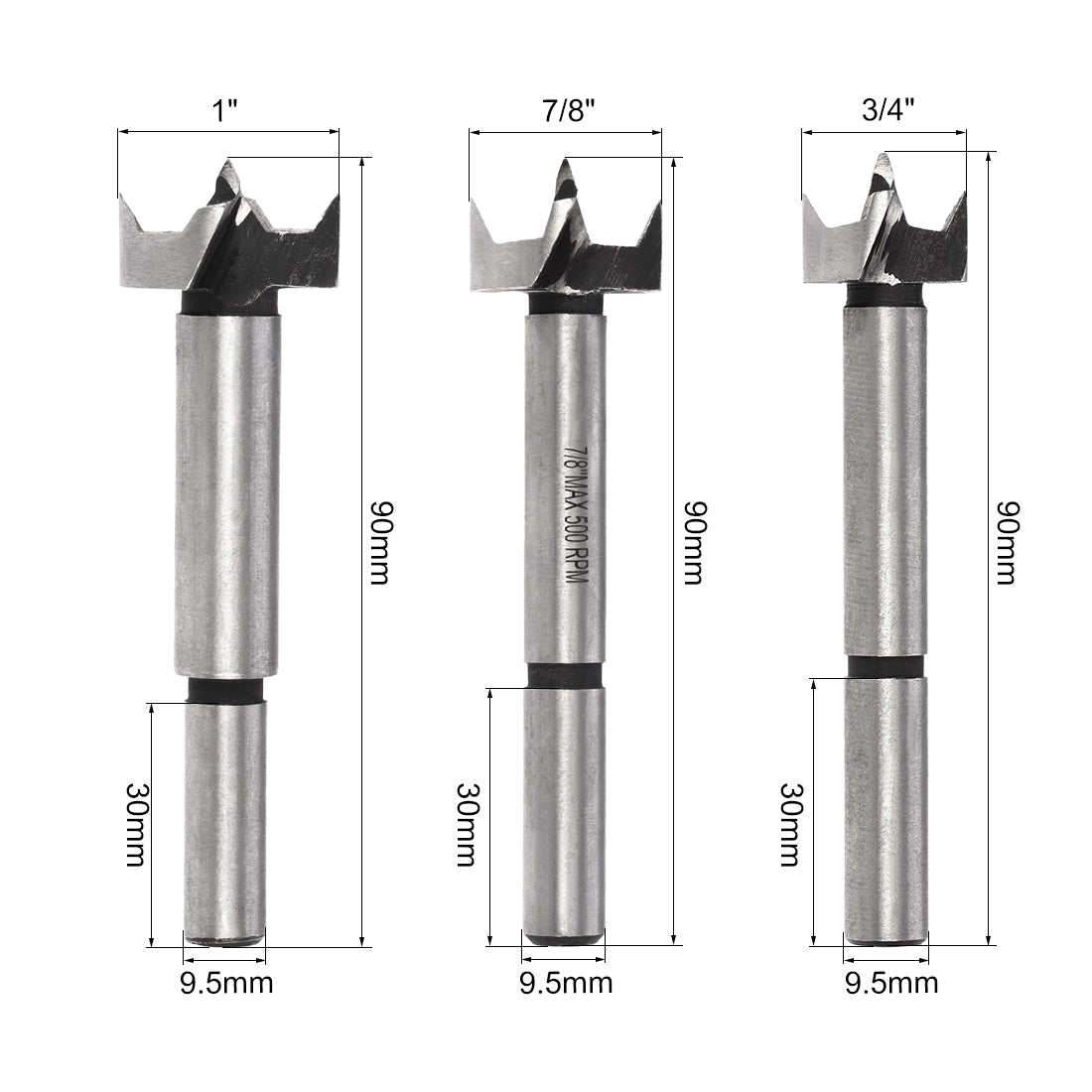 uxcell Uxcell Forstner Wood Boring Drill Bit, Hole Puncher, 1/4" - 1"  Diameter, for Woodworking, 7 in 1 Set