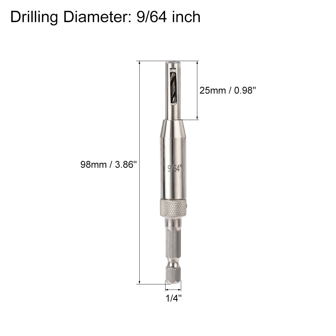 uxcell Uxcell Self Centering Hinge Tapper Core Drill Bit, Hole Puncher, 9/64 Diameter, for Woodworking, Silver