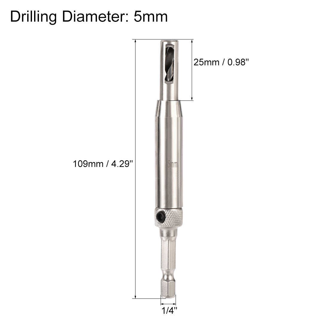 uxcell Uxcell Self Centering Hinge Tapper Core Drill Bit, Hole Puncher, 5mm Diameter, for Woodworking, Silver