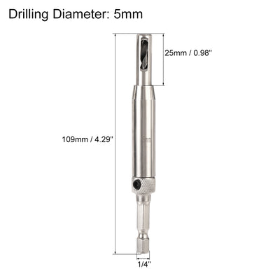 Harfington Uxcell Self Centering Hinge Tapper Core Drill Bit, Hole Puncher, 5mm Diameter, for Woodworking, Silver