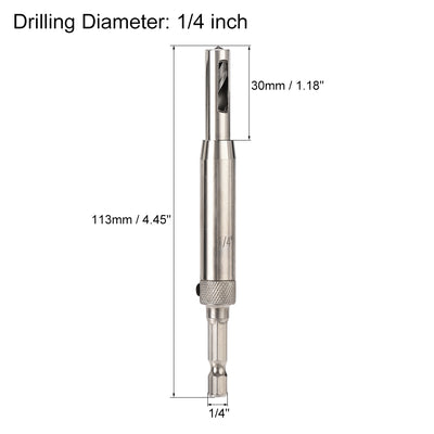 Harfington Uxcell Self Centering Hinge Tapper Core Drill Bit, Hole Puncher, 1/4 Diameter, for Woodworking, Silver