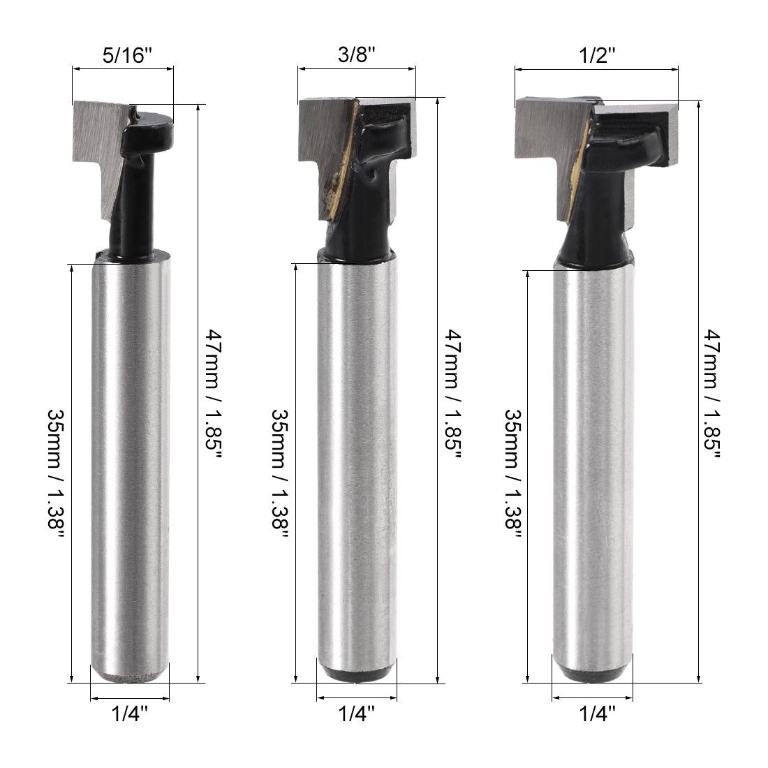 uxcell Uxcell Wood Drill Bit 5/16" 3/8" 1/2" Dia. Hole Saw Tungsten Steel Tip Round Shank 1 Set