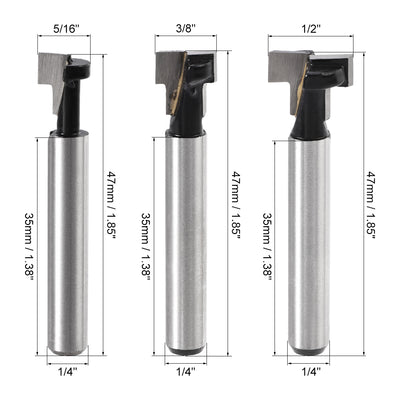 Harfington Uxcell Wood Drill Bit 5/16" 3/8" 1/2" Dia. Hole Saw Tungsten Steel Tip Round Shank 1 Set