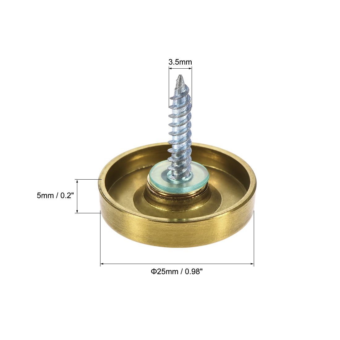 uxcell Uxcell Mirror Screws, Decorative Cap Fasteners Cover Nails, Electroplated Wire Drawing, Golden 8pcs