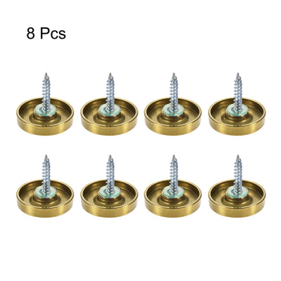 Harfington Uxcell Mirror Screws, Decorative Cap Fasteners Cover Nails, Electroplated Wire Drawing, Golden 8pcs