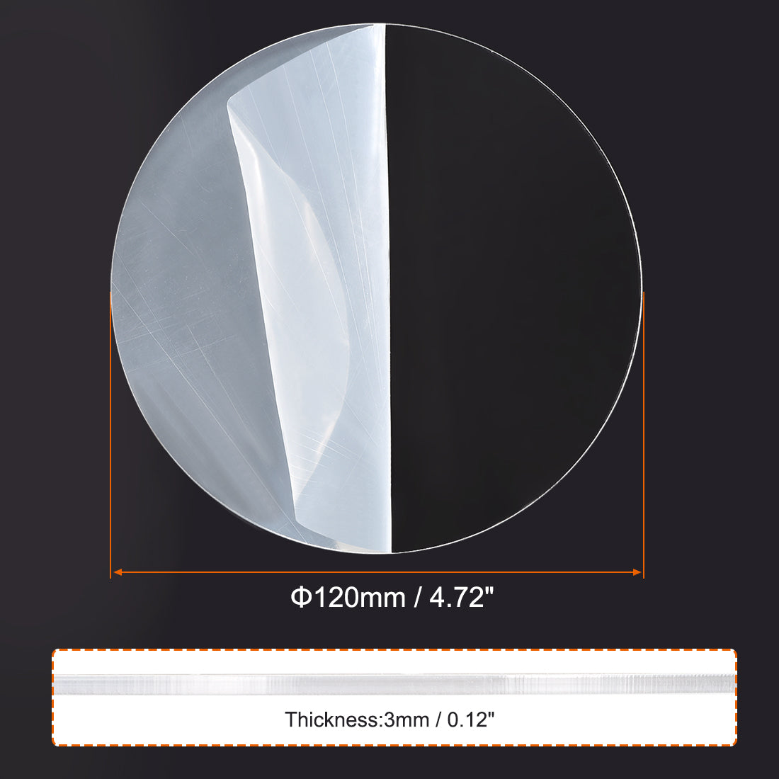 uxcell Uxcell Acrylic Sheet Circle Round Disc,Clear,0.12 x 4.72inch