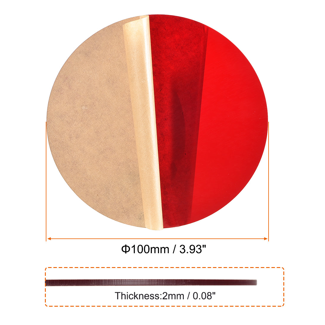 uxcell Uxcell Acrylic Sheet Circle Round Disc,Red,Translucent,0.08 x 3.93inch