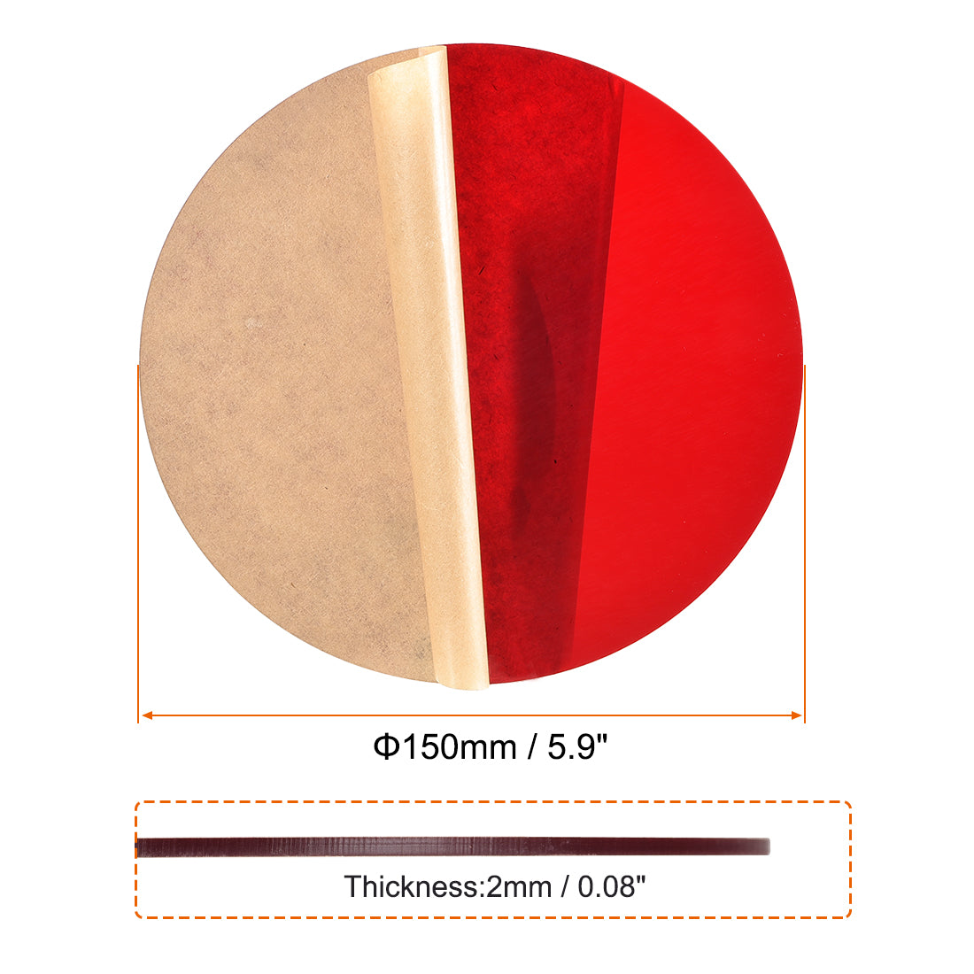 uxcell Uxcell Acrylic Sheet Circle Round Disc,Red,Translucent,0.08 x 5.9inch