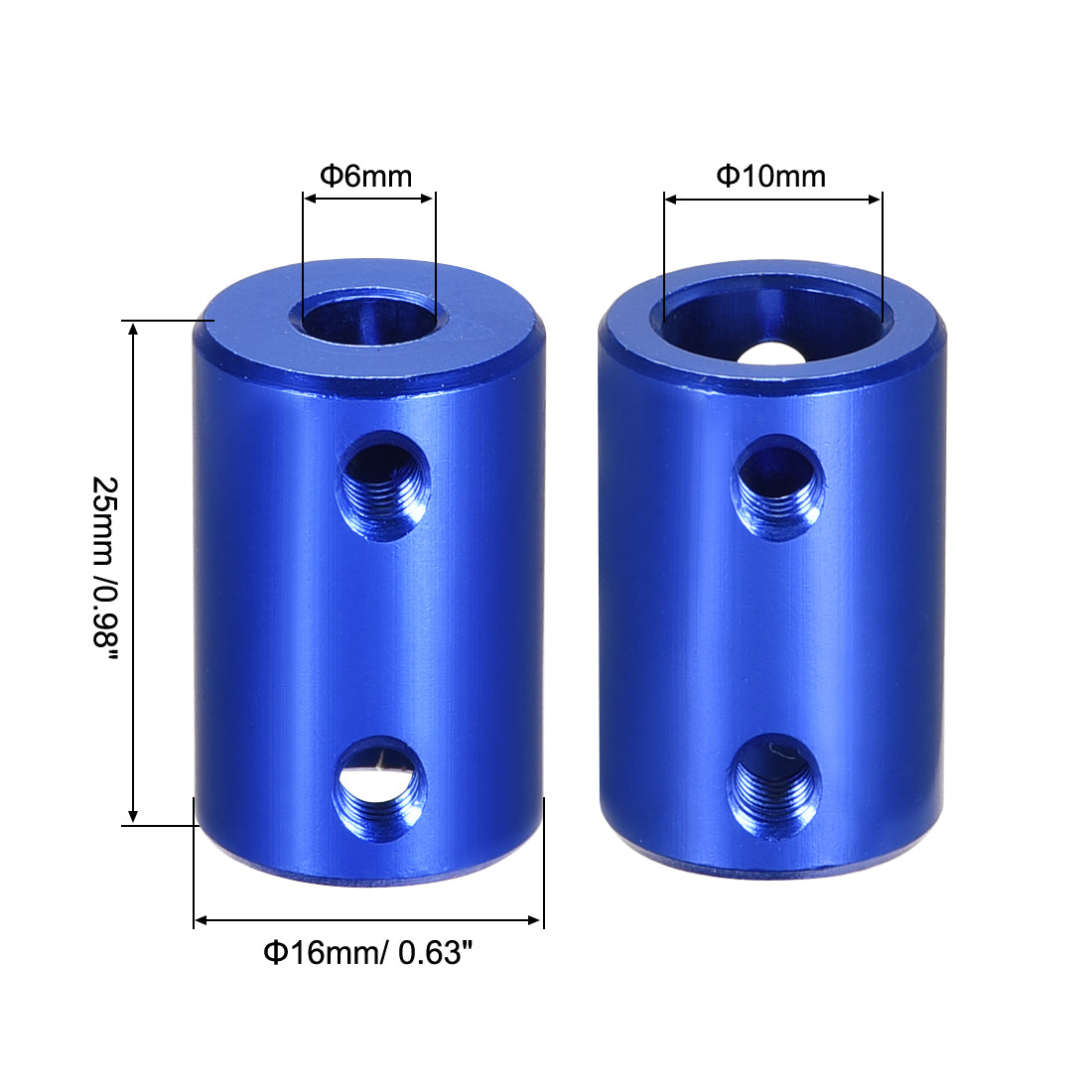 uxcell Uxcell 6mm to 10mm Bore Rigid Coupling 25mm Length 16mm Diameter Aluminum Alloy Shaft Coupler Connector Light Blue