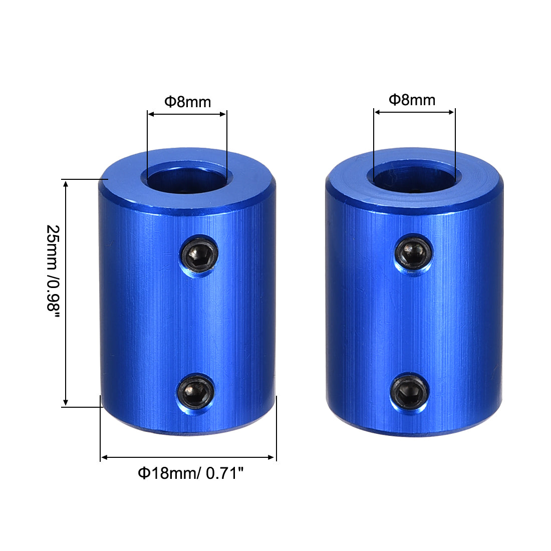 uxcell Uxcell 8mm to 8mm Bore Rigid Coupling 25mm Length 18mm Diameter Aluminum Alloy Shaft Coupler Connector Blue