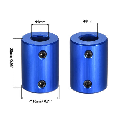 Harfington Uxcell 8mm to 8mm Bore Rigid Coupling 25mm Length 18mm Diameter Aluminum Alloy Shaft Coupler Connector Blue