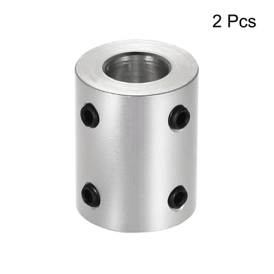 Harfington Uxcell 5mm to 10mm Bore Rigid Coupling 25mm Length 20mm Diameter Aluminum Alloy Shaft Coupler Connector Silver 2pcs