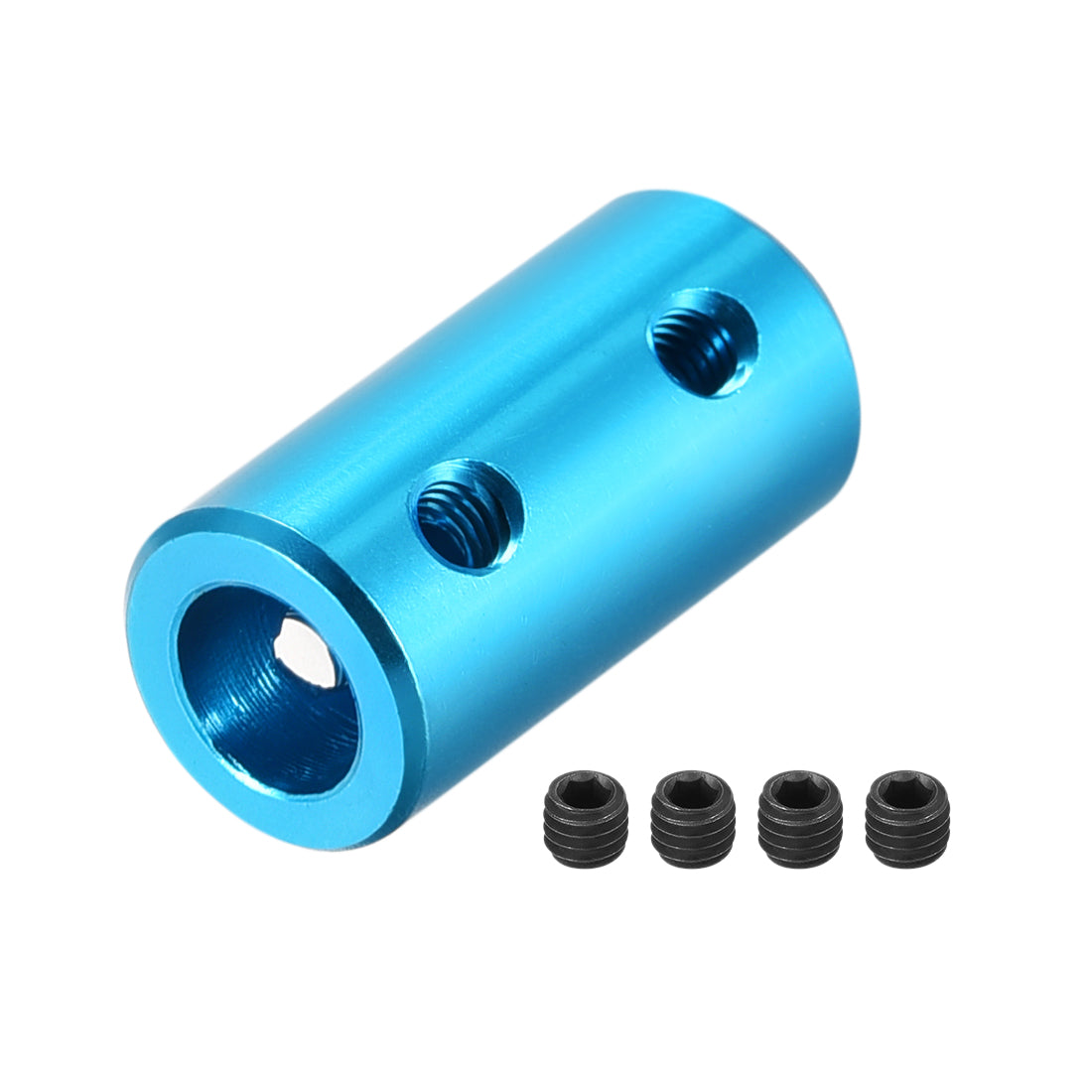 uxcell Uxcell 2mm to 6mm Bore Rigid Coupling 20mm Length 10mm Diameter Aluminum Alloy Shaft Coupler Connector Light Blue 4pcs