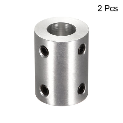 Harfington Uxcell 8mm to 10mm Bore Rigid Coupling 25mm Length 20mm Diameter Aluminum Alloy Shaft Coupler Connector Silver 2pcs