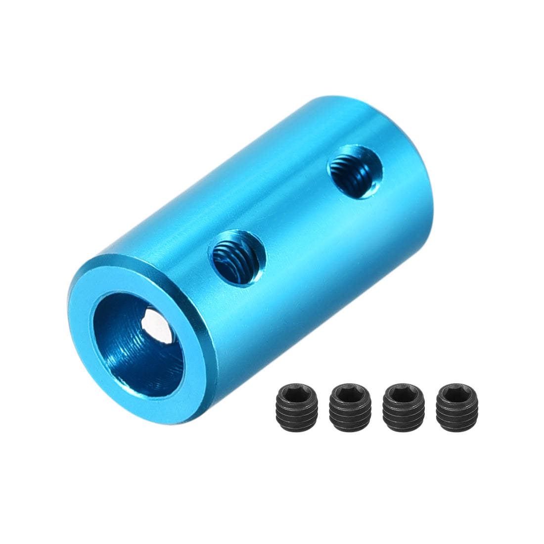 uxcell Uxcell 3.17mm to 6mm Bore Rigid Coupling 20mm Length 10mm Diameter Aluminum Alloy Shaft Coupler Connector Light Blue