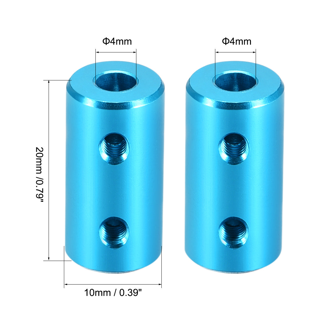 uxcell Uxcell 4mm to 4mm Bore Rigid Coupling 20mm Length 10mm Diameter Aluminum Alloy Shaft Coupler Connector Light Blue