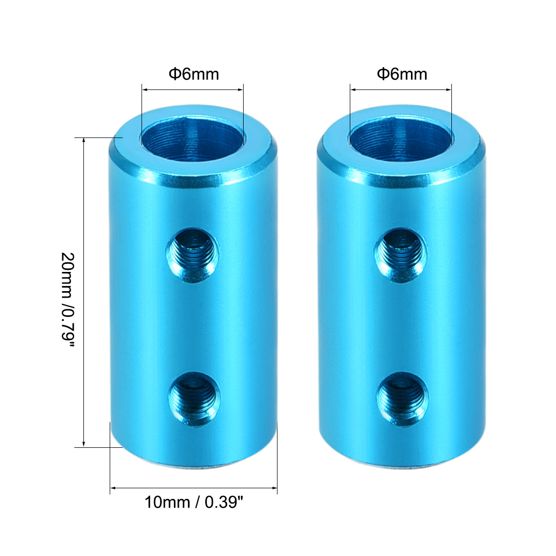 uxcell Uxcell 6mm to 6mm Bore Rigid Coupling 20mm Length 10mm Diameter Aluminum Alloy Shaft Coupler Connector Light Blue