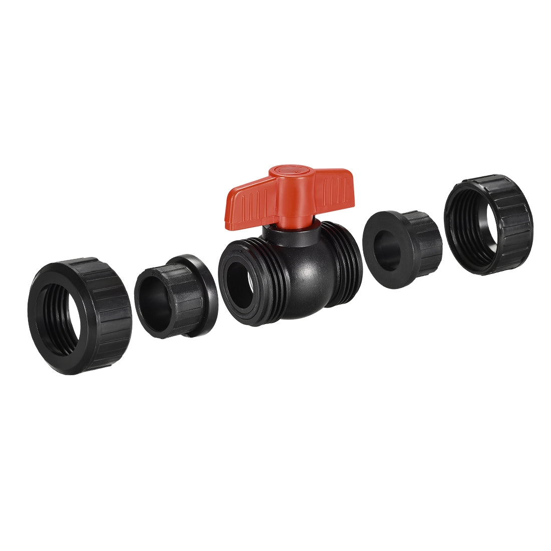 uxcell Uxcell 4 Stück Kugelhahn Sockelendventil 3/4" PE für Aquarium Aufbau Sumpfpumpe, Schwimmbad, Gartensprinkler Schwarz Rot