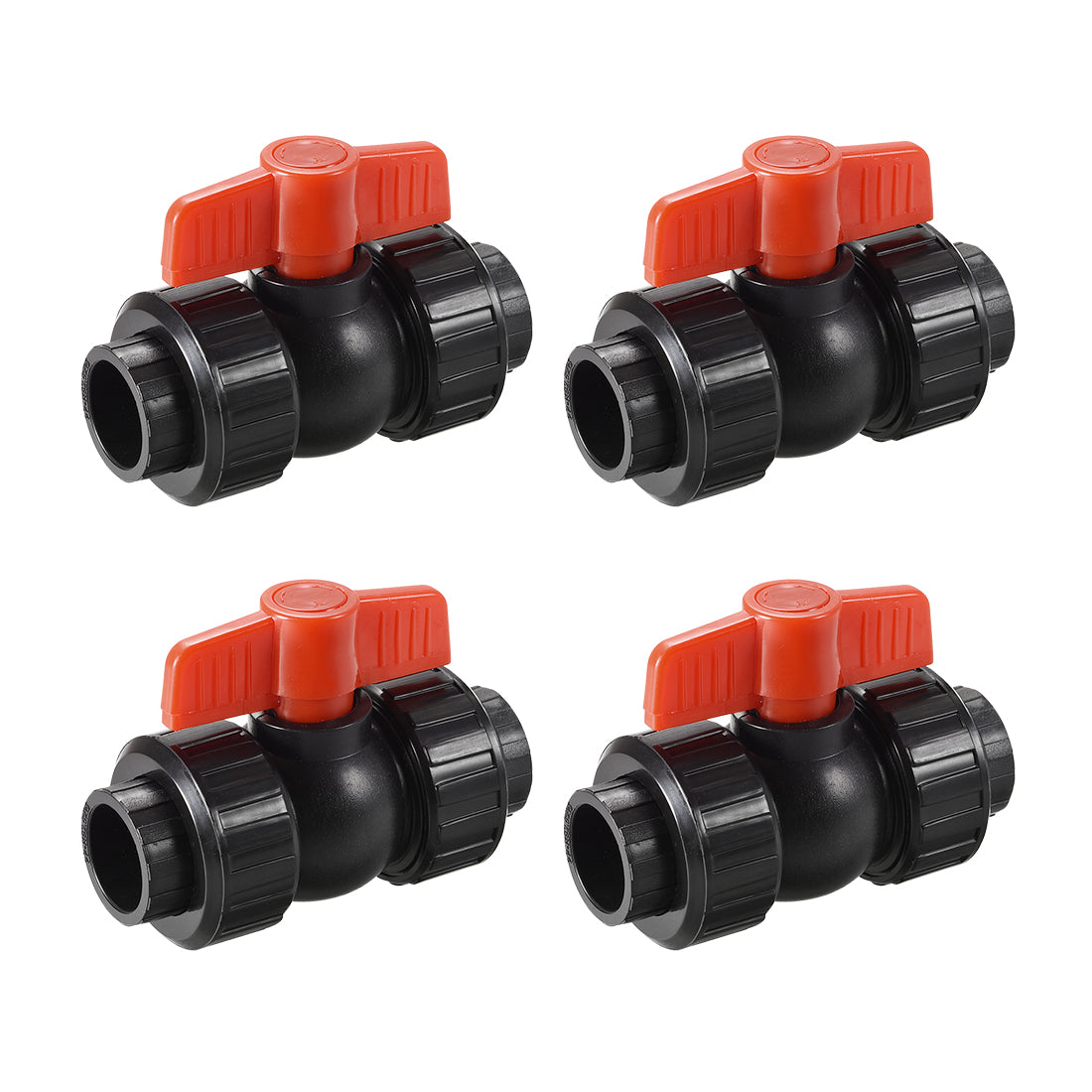 uxcell Uxcell 4 Stück Kugelhahn Sockelendventil 3/4" PE für Aquarium Aufbau Sumpfpumpe, Schwimmbad, Gartensprinkler Schwarz Rot