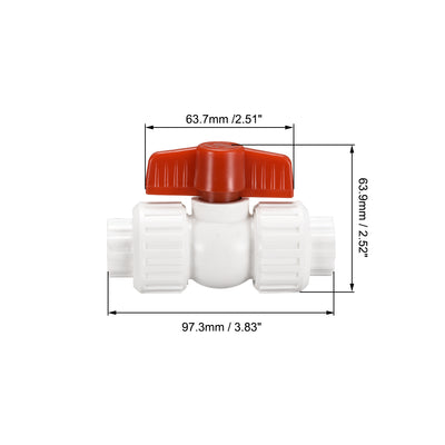 Harfington Uxcell Double Union Ball Valve, 24mm Inner Diameter, Socket Type, PPR White Red 2Pcs